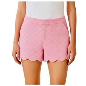 Lilly Pulitzer The Buttercup Short Pink Floral Eyelet Scalloped Hem Size 14